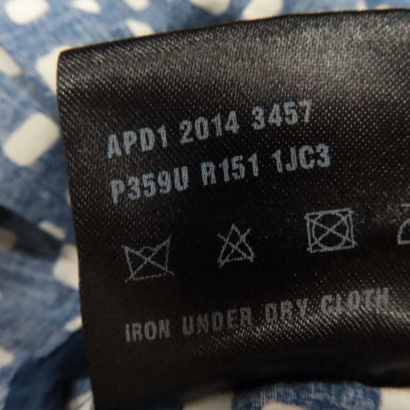 Prada Cotton Beautiful Silhouette Pleated Short Sleeve Dress With Belt Navy 40