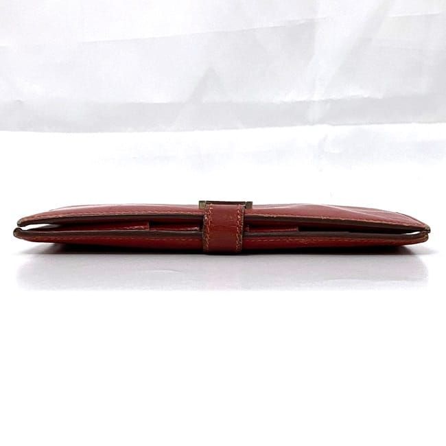 Hermes Bifold Long Wallet Bearn Ec21287 Red Wallet Leather