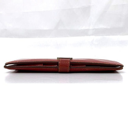 Hermes Bifold Long Wallet Bearn Ec21287 Red Wallet Leather