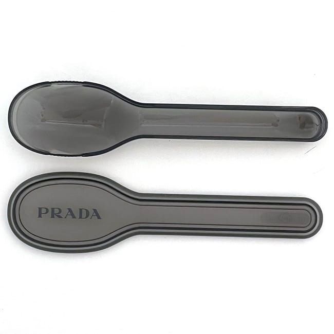 Prada Cutlery Set Silver Black Bloom 2up004 Unused Excellent Condition