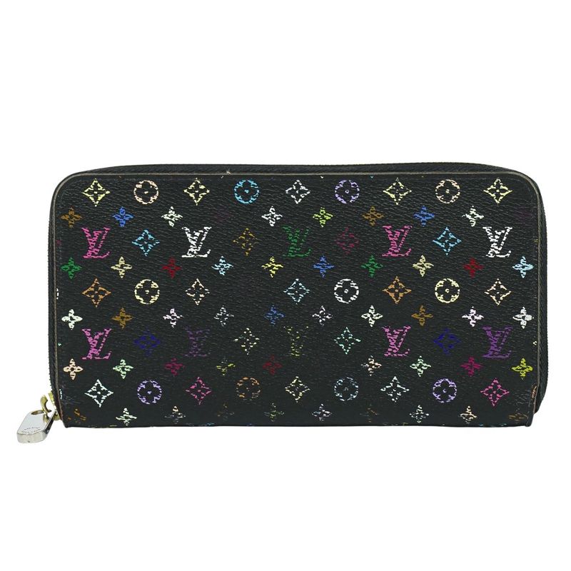 Authentic Louis Vuitton LV Zippy Wallet Monogram Multicolor Long Wallet Noir