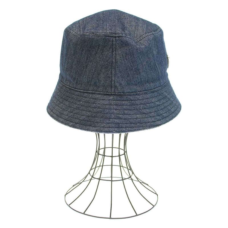 Prada Logo Plate Denim Bucket Hat 2hc137 Aj6 Indigo L