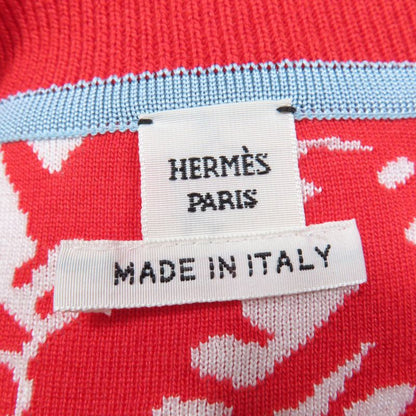 Hermes 23SS 3e2868d3 Jungle Rub 100% Silk Twill Raine Short Sleeve Knit Top Red