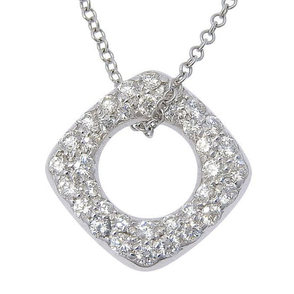 Tiffany & Co Square Circle Diamond Necklace 18K White Gold 750 White Gold