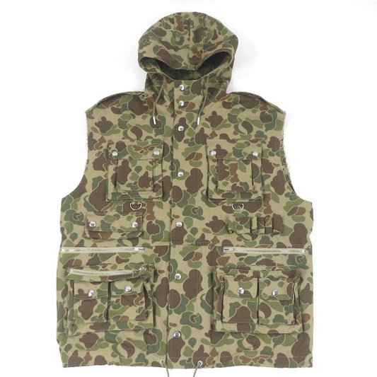 Celine 22SS 2w565060o 100% Cotton Camouflage Hooded Military Vest Khaki 50 Made