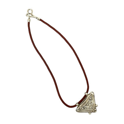 Hermes Touareg Necklace Leather Silver 925 Pendant Choker Red