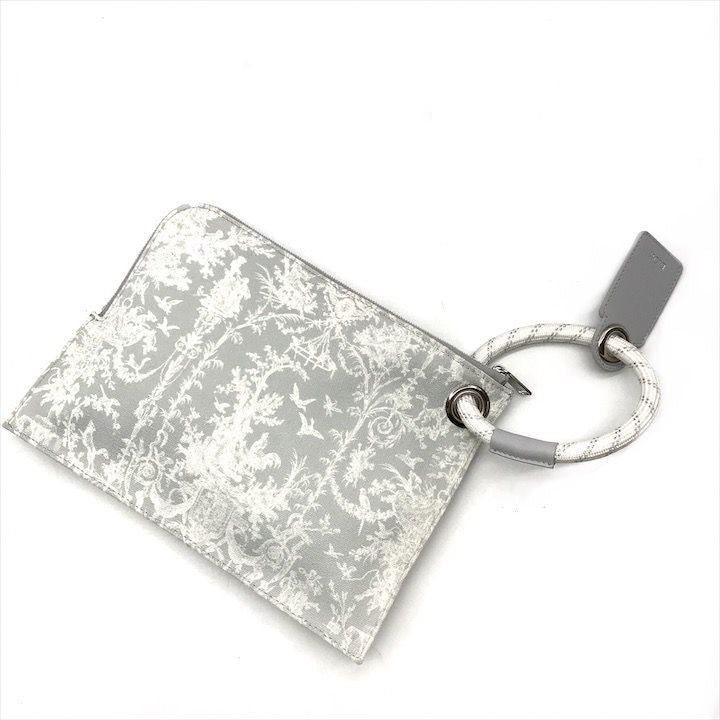 Dior Rope Strap Canvas Clutch Gray