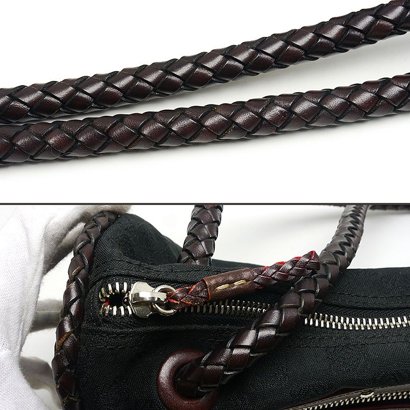 Loewe Semi Shoulder Bag Canvas And Leather Anagram Pattern Black And Brown