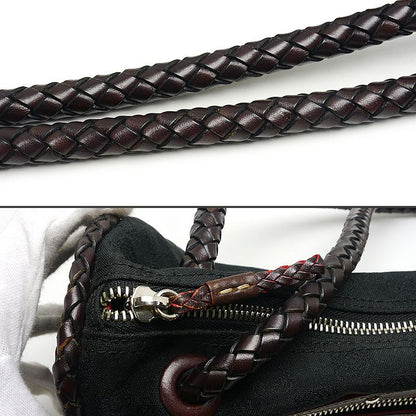 Loewe Semi Shoulder Bag Canvas And Leather Anagram Pattern Black And Brown