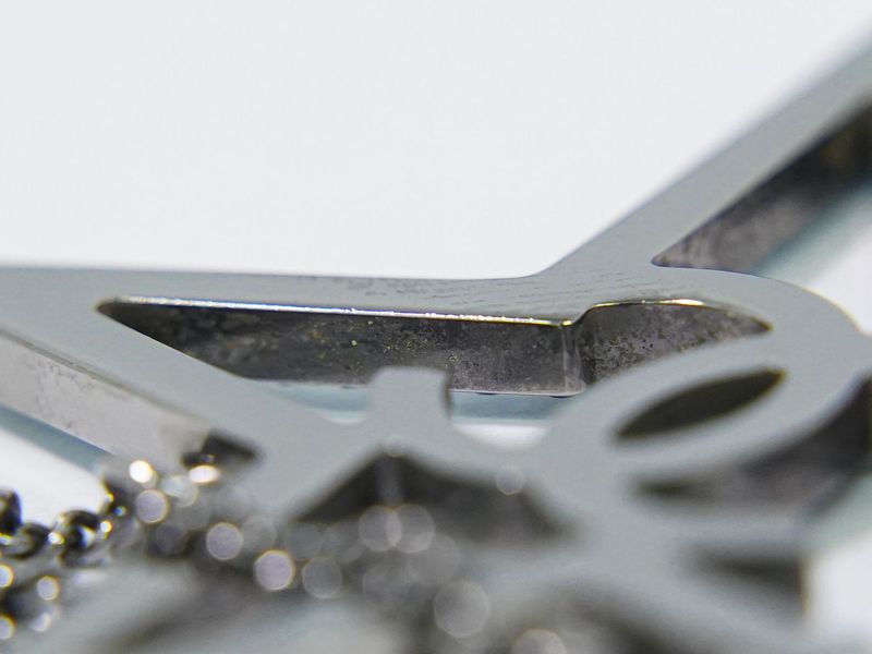 Object Chanel Coco Mark Star Rhinestone Necklace Pendant Metal Silver Hardware