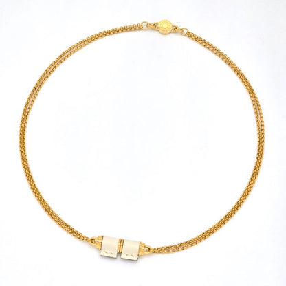 Hermes Charnières PM Necklace Swift Leather Gold-tone Metal Length 405cm