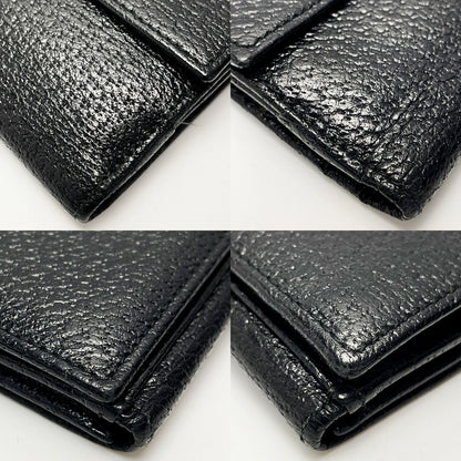Gucci Bifold Long Wallet 035 1408 2097 Black Pigskin Leather Ladies Silver