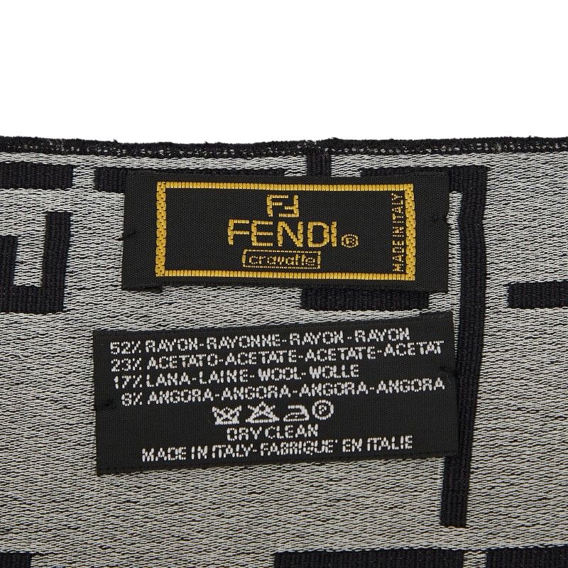 Fendi FF Logo Black Gray Rayon Acetate Women's Fendi