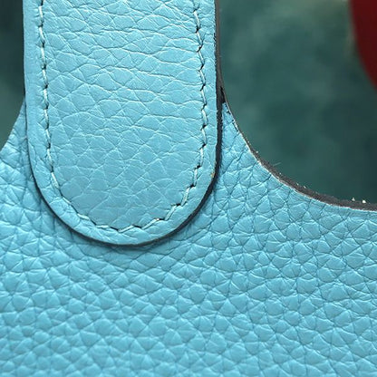 Hermes Handbag Picotin Lock MM Eclat Taurillon Clemence Swift Blue Dunol X