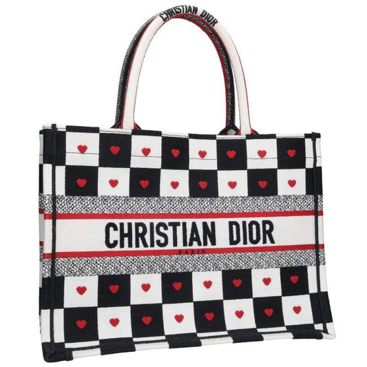 Dior BOOK TOTE Book Tote Heart Pattern Embroidery Logo Tote Bag Women M