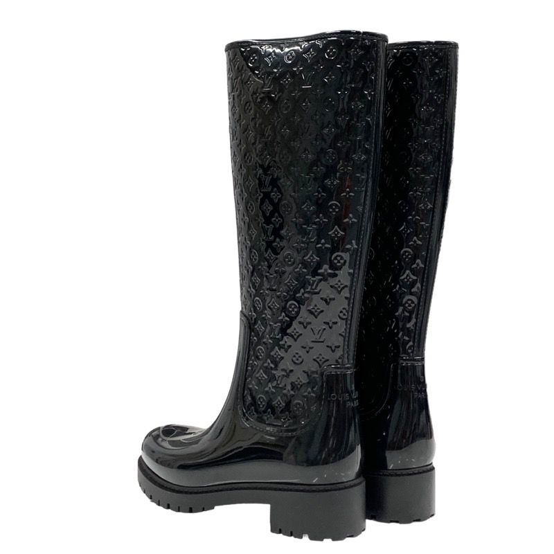 Louis Vuitton Drops Line Boots Long Boots Rain Boots Shoes Monogram Rubber Black