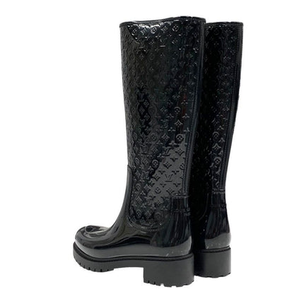 Louis Vuitton Drops Line Boots Long Boots Rain Boots Shoes Monogram Rubber Black