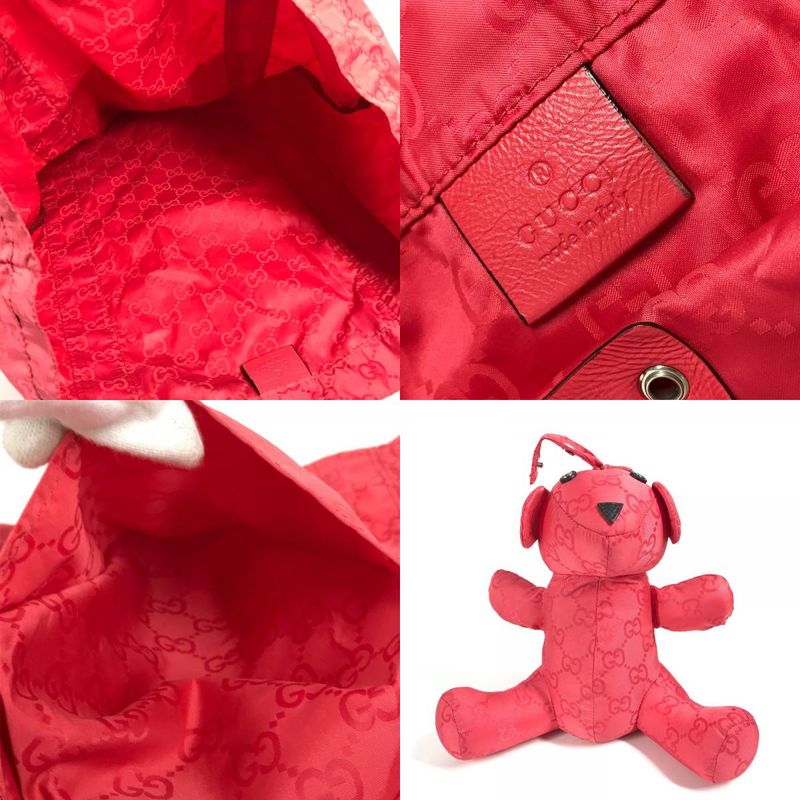 Gucci Shoulder Bag Teddy Bear Eco Bag 223669 Nylon Red