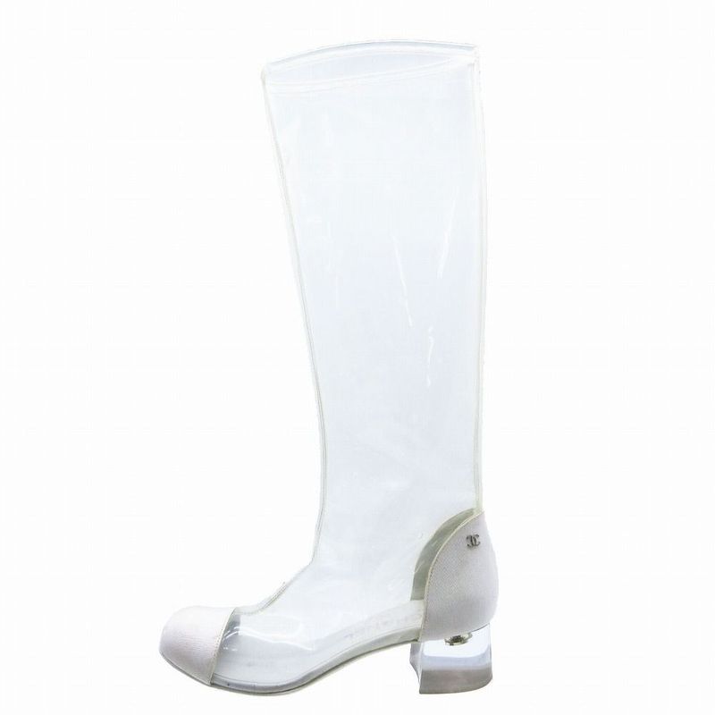Chanel Clear Boots Long CC Coco Mark Shoes Made in Italy Size 36 23cm (9.06in)