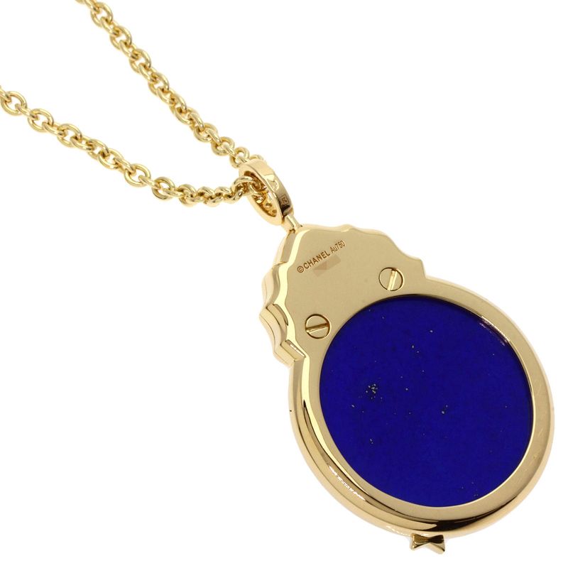 Chanel Suir Seigne Lapis Lazuli Necklace 18K Yellow Gold Ladies