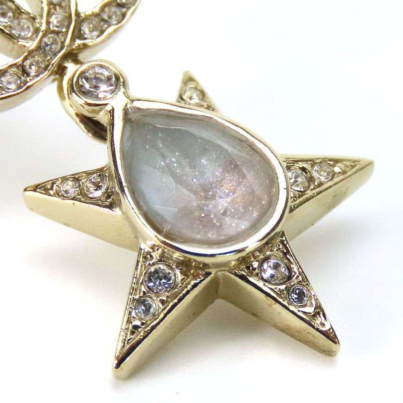 Chanel Earrings Coco Mark Metal Rhinestone Gold Plated Star Accessories Ladies