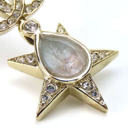 Chanel Earrings Coco Mark Metal Rhinestone Gold Plated Star Accessories Ladies