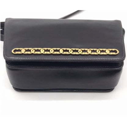 Gucci Leather Logo Shoulder Bag Black
