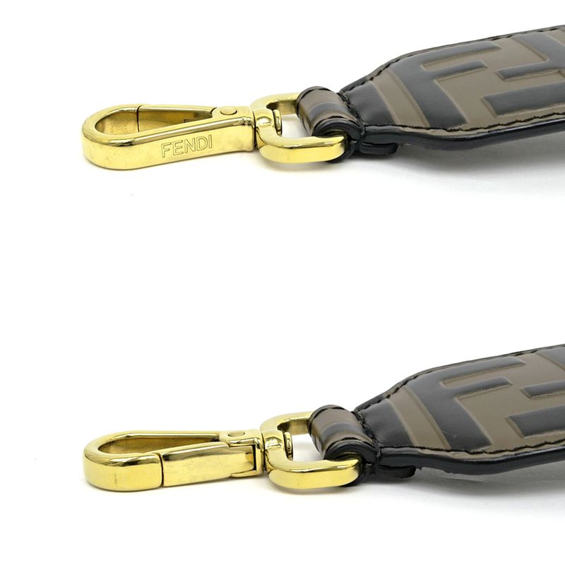 Fendi Strap Mini Shoulder Strap Brown Black Cuff Leather 8av105