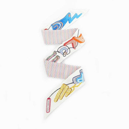 Hermes Twill-kantha Chevaloslope White Silk Scarf Accessory