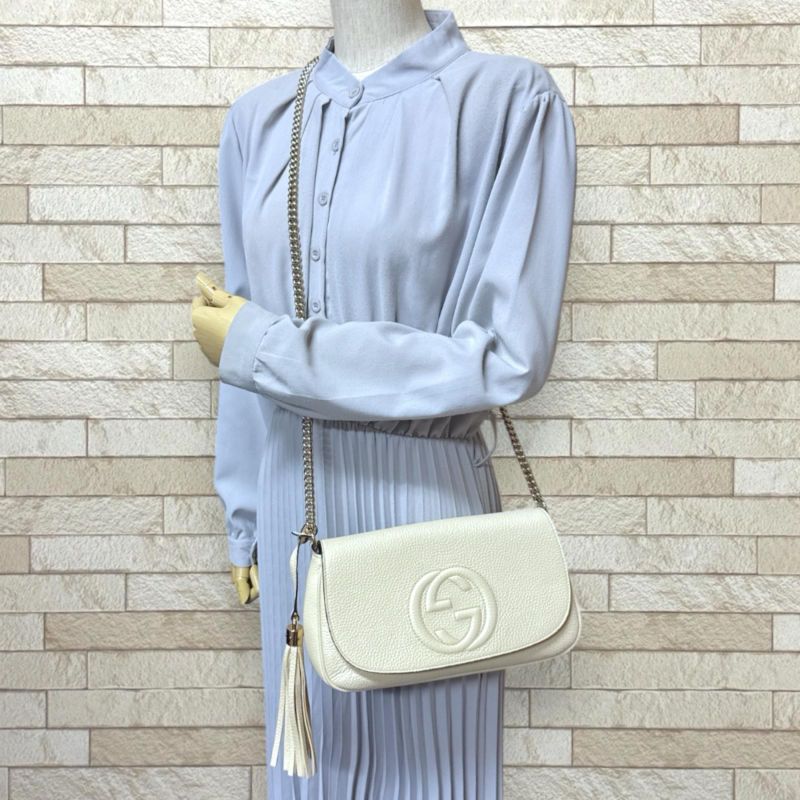 Gucci Soho Shoulder Bag Leather 536224 White Ladies Gucci  Gucci