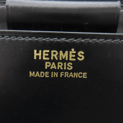 Hermes Clutch Bag Document Case Box Calf Black Gold Hardware Black Document