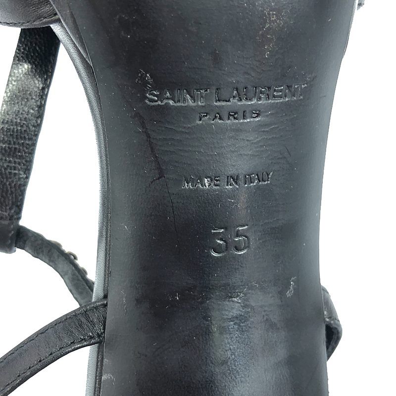 Saint Laurent Paris - Pearl Chain Strap High Heel Sandals - 35 - Black - Women's