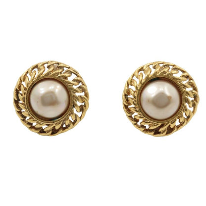 Chanel Gold Plated And Faux Pearl Gold Ladies 22.2g Earrings