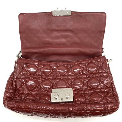 DIOR Cannage Chain Shoulder Bag Handbag Red Enamel/leather Women Fashion