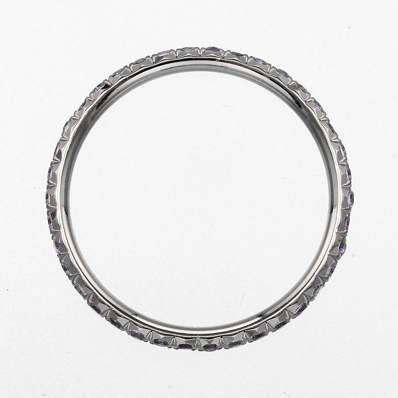 Tiffany & Co Metro 18kwhite Gold X Full Eternity Amethyst #6.5 Ladies 1g Ring