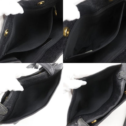 Chanel Logo Vintage Caviar Skin Black Ladies Tote Bag