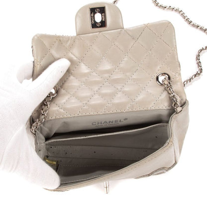 Chanel "timeless Flower Embroidery" Light Green Lambskin Leather A