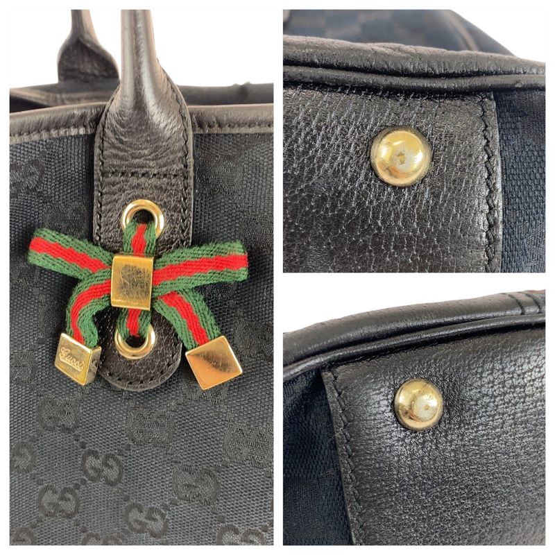 Gucci Sherry Line Princy Black GG Canvas 163805 Tote Bag Shoulder Bag Women