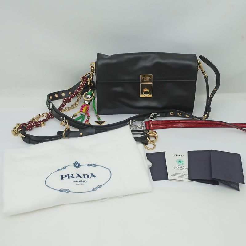 Prada Soft Sound Small Leather Shoulder Bag With Prada Charm 1bd379