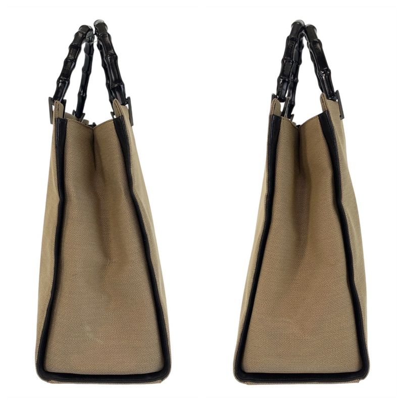 Gucci Bamboo Beige Gunmetal Hardware Canvas/bamboo 002 1010 Handbag Tote Bag