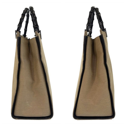 Gucci Bamboo Beige Gunmetal Hardware Canvas/bamboo 002 1010 Handbag Tote Bag