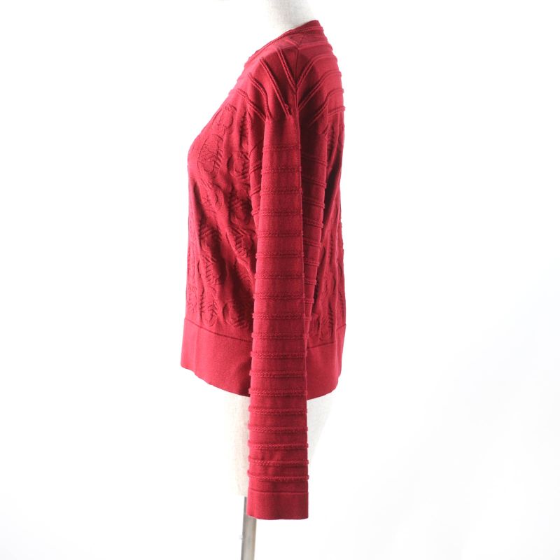 Hermes 23AW 3e2614d3 Silk-blend Chaine D'ancre Wide Sleeve Knit Red 34 Made In