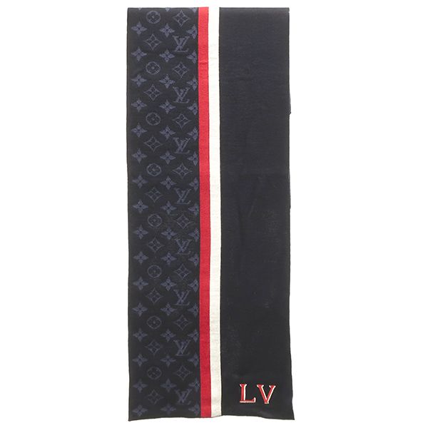 Louis Vuitton Scarf Echarpe LV Varsity Wool Navy S Navy Blue Monogram M77936