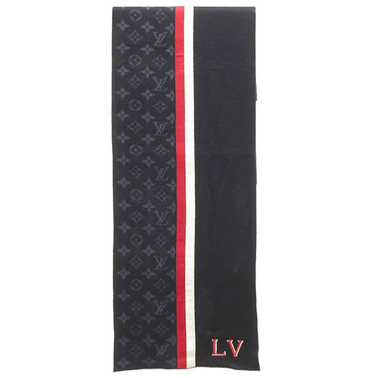 Louis Vuitton Scarf Echarpe LV Varsity Wool Navy S Navy Blue Monogram M77936