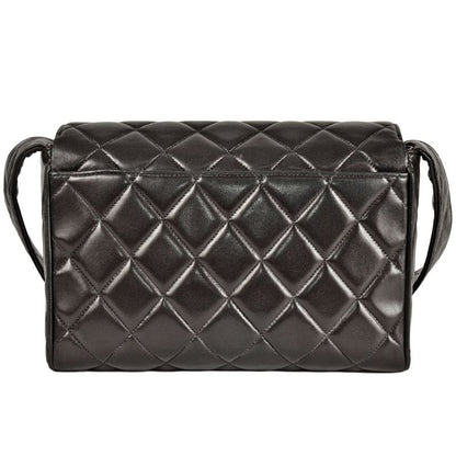 Chanel Matelasse Leather Shoulder Bag Lambskin Black 2nd Unit Coco Mark