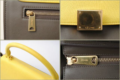 Celine Handbag Shoulder Bag Celine Small Trapeze 174683 Yellow Brown Beige 2