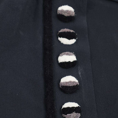 Hermes 2018 Resort Embroidery V-Neck Pullover Blouse Navy 42