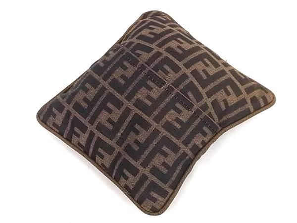 Fendi Zucca Pattern Nylon Canvas Cushion Interior Brown Av9113