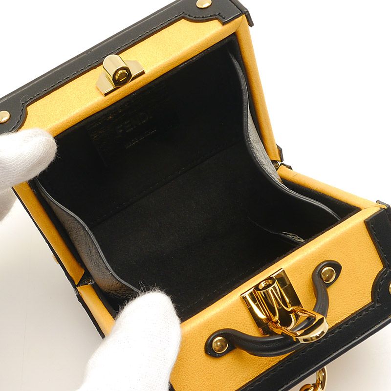 Fendi Romacharm Yellow Leather Key Holder Bagcharm 22SS Storage With Bag