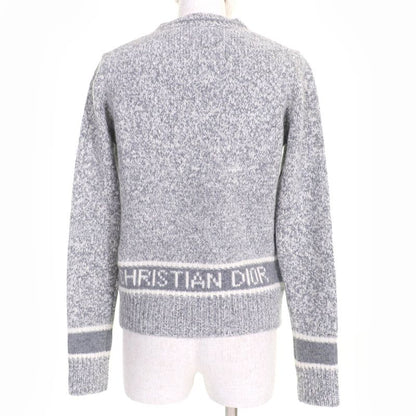 Christian DIOR 054s01am303 Wool Cashmere Back Logo V-neck Long Sleeve Knit Grey